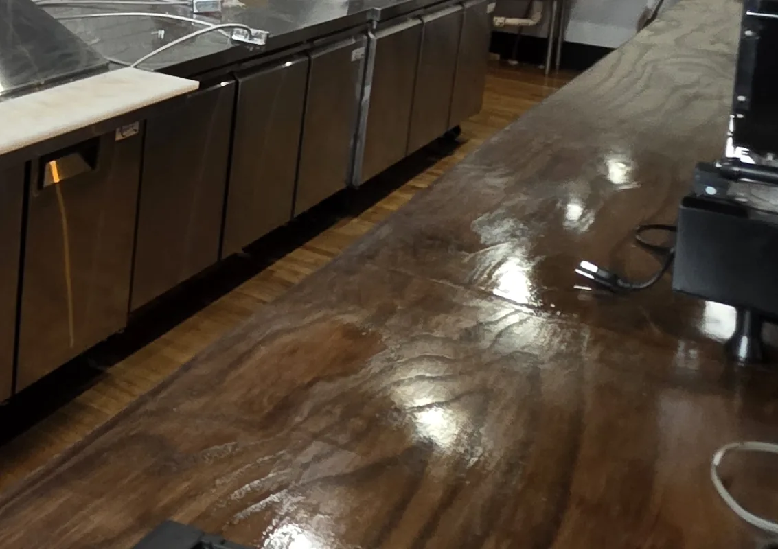 The walnut counter top